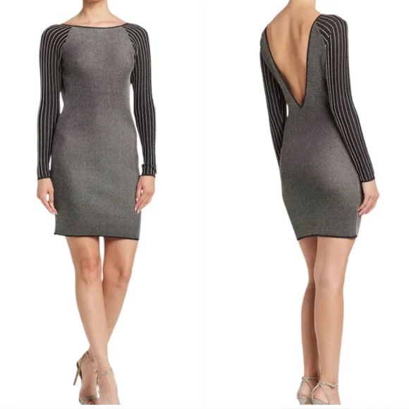 Reiss Dresses & Skirts - Reiss Mini Dress Marina Metallic Gold and Black Long Sleeves NWT Medium